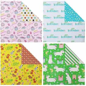 img 2 attached to 🎁 Colorful Kids Birthday Wrapping Paper: Reversible Gift Wrap for Girls and Boys - Animal, Unicorn, Safari Designs - 24 Roll Sheets - Eco-Friendly and Sustainable - 17.5 X 27.5 inches