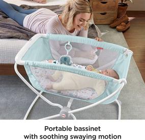 img 2 attached to Fisher-Price Rock with Me Bassinet Pacific Pebble - Portable Rocking Bassinet with Soothing Features for Newborns and Infants