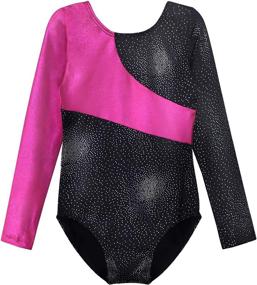 img 4 attached to Sparkling Stars Black Blue Long Sleeve Leotards: Perfect Girls Gymnastics, Ballet, and Dance Outfit