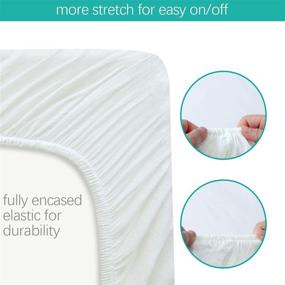 img 1 attached to 🛏️ Pack of 2 Organic Cotton Mini Crib Sheets – Stretchy Fitted Sheet for Portable Playard Mattress, White – 100% Certified Organic Pack n Play Sheets