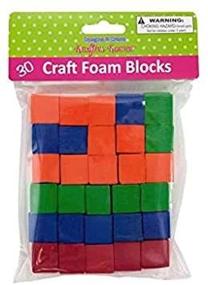 img 1 attached to 🔹 30 Count Mini Craft Cubes - Foam Blocks in Blue, Red, and Green