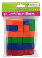 🔹 30 count mini craft cubes - foam blocks in blue, red, and green logo