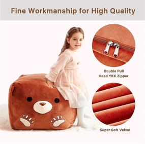 img 1 attached to 🐻 IKASA Bean Bag Chair Cover for Kids - Organize Children's Plush Toys with Soft Plush Long YKK Zipper (Brown Bear, Large)