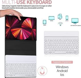 img 1 attached to 💫 Rose Gold Keyboard Case for iPad Pro 12.9 2021/2020/2018 - Backlit Detachable Slim Folio Cover with Pencil Charging - 5th Gen, 4th Gen, 3rd Gen
