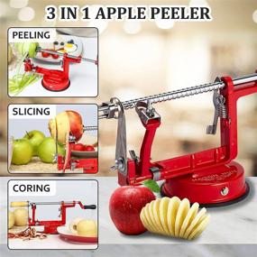 img 3 attached to 🍎 MAISON HUIS Apple Peeler Slicer Corer - Stainless Steel Blades with Powerful Suction Base for Apples and Potatoes