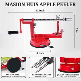 img 2 attached to 🍎 MAISON HUIS Apple Peeler Slicer Corer - Stainless Steel Blades with Powerful Suction Base for Apples and Potatoes