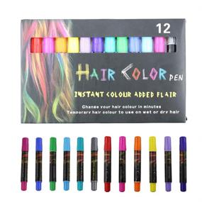 img 3 attached to 🎨 Adofect Hair Chalk Set For Girls: 12 Color Temporary Hair Chalks Dye Pens - Non-Toxic, Washable - Perfect for Parties, Cosplay, Halloween, and Festivals!