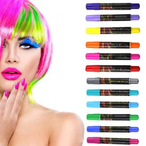 img 4 attached to 🎨 Adofect Hair Chalk Set For Girls: 12 Color Temporary Hair Chalks Dye Pens - Non-Toxic, Washable - Perfect for Parties, Cosplay, Halloween, and Festivals!