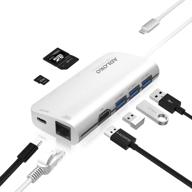 🔌 adloko usb c hub - 8-in-1 adapter with hdmi 4k, usb 3.0 ports, gigabit ethernet, sd/tf card reader, usb c pd - for type c laptops logo