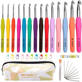 img 3 attached to BCMRUN Crochet Hooks Set, 14PCS 2mm(B) - 10mm(N) Soft Grip Ergonomic Handles Yarn Knitting Needles Kit with Case for Arthritic Hands, Extra Long Knit Needles, Ideal Gift for Women