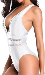 img 2 attached to Tempt Me Women's Plunge V Neck Monokini Swimsuit - Sexy Hollow Out Bathing Suit for Unforgettable Beach Style