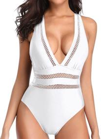 img 4 attached to Tempt Me Women's Plunge V Neck Monokini Swimsuit - Sexy Hollow Out Bathing Suit for Unforgettable Beach Style