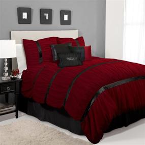 img 1 attached to 🛏️ Lush Decor Glitter Sky 7-Piece Queen Comforter Set in Red