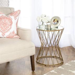 img 2 attached to 🌟 Stylish and Glamorous HomePop Hourglass Metal Accent Table with Mirror Top in Gold