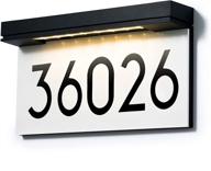 solar powered house address plaques, led illuminated waterproof outside address sign - warm white led, 3000k logo