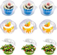 🧁 50 pack of clear plastic single compartment cupcake containers with lids – perfect for cupcake carrying, hamburger storage, salad, and party favors – deep dome design with stackable feature logo