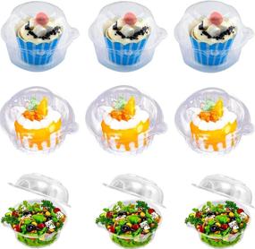 img 4 attached to 🧁 50 Pack of Clear Plastic Single Compartment Cupcake Containers with Lids – Perfect for Cupcake Carrying, Hamburger Storage, Salad, and Party Favors – Deep Dome Design with Stackable Feature
