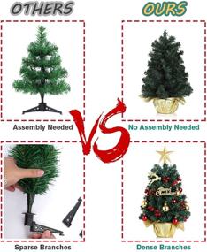 img 1 attached to 🎄 Prelit Mini Christmas Tree with LED Lights and Ornaments - 24 Inch Small Artificial Pine Tree for Tabletop, Indoor Christmas Decoration