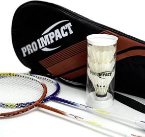 img 2 attached to 🏸 Pro Impact Badminton Set: Aluminum Head with Steel Shaft, Complete Kit with Rackets, Feather Shuttlecocks & Carry Case - Perfect Outdoor Game for Kids, Adults & Family Fun