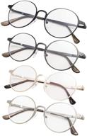 👓 set of 4 round retro women's reading glasses: stylish readers for improved seo logo