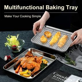 img 1 attached to 🍪 HKJ Chef Stainless Steel Baking & Cookie Sheets with Cooling Racks Set - Heavy Duty, 16 x 12 Inch, Dishwasher Safe [2 Pans + 2 Racks]