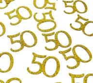 🎉 50th birthday confetti: 100 pcs glitter gold number 50 table decor for the perfect celebration logo