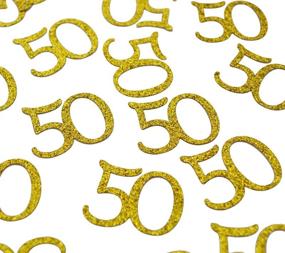 img 4 attached to 🎉 50th Birthday Confetti: 100 Pcs Glitter Gold Number 50 Table Decor for the Perfect Celebration