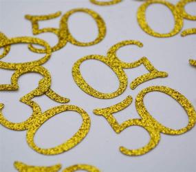 img 1 attached to 🎉 50th Birthday Confetti: 100 Pcs Glitter Gold Number 50 Table Decor for the Perfect Celebration