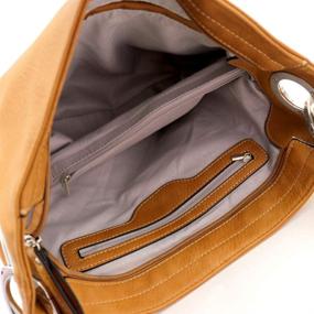 img 2 attached to 👜 Stylish Side Ring Large Snap Hook Hardware Single Strap Hobo Bag in Soft Vegan Leather
