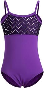 img 2 attached to Sequin Front &amp; Flower Cutout Back Girls Camisole Ballet Leotard for Dance Performances