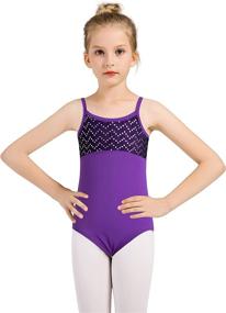 img 3 attached to Sequin Front &amp; Flower Cutout Back Girls Camisole Ballet Leotard for Dance Performances