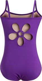 img 1 attached to Sequin Front &amp; Flower Cutout Back Girls Camisole Ballet Leotard for Dance Performances