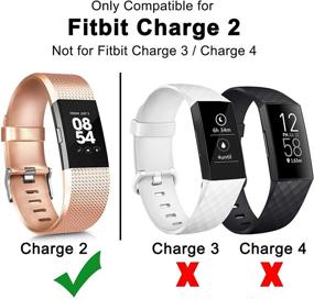 img 3 attached to 👟 5 Pack Sport Bands Compatible with Fitbit Charge 2 Band, Classic Adjustable Soft Silicone Replacement Wristbands for Fitbit Charge 2 Women Men - Small Size, Pink/Teal/White/Gray/Rose Gold