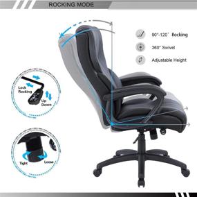 img 1 attached to Ptoulemy Big and Tall 300lb Home Office Chair - Height and Tilt Adjustable, Executive Chair with Ergonomic Lumbar Support and Spring Padding - All Day Comfort (Black)