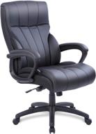 ptoulemy big and tall 300lb home office chair - height and tilt adjustable, executive chair with ergonomic lumbar support and spring padding - all day comfort (black) logo