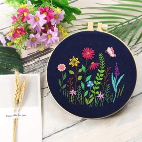 img 2 attached to 🧵 iBoBoy Embroidery Kit: Beginner's Cross Stitch with Stamped Patterns, Instructions, and 3 Clothes featuring Plants and Flowers, plus an Embroidery Hoop