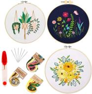 🧵 iboboy embroidery kit: beginner's cross stitch with stamped patterns, instructions, and 3 clothes featuring plants and flowers, plus an embroidery hoop logo