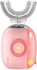 img 4 attached to 🦷 U-shaped Soft Silica Gel Brush Head Ultrasonic Kids Electric Toothbrush with Intelligent Voice, 3 Clearing Modes, for Kids 2-8 Year - Pink