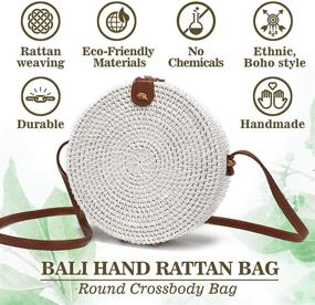 img 3 attached to 👜 Chic Handwoven Round Rattan Bag: Leather Strap Crossbody Straw Handbag