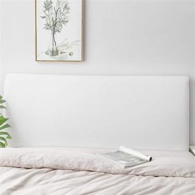 img 2 attached to DUJUIKE Stretch Bed Headboard Slipcover in White for Queen Size - Dustproof Protector and Velvet Cover for Upholstered Headboards (59"-67" Length)