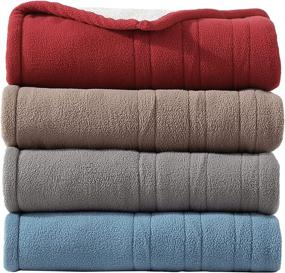 img 2 attached to 🔥 Eddie Bauer Reversible Sherpa Fleece Heated Throw - Ultra-Soft &amp; Cozy, 5 Heat Settings, Machine Washable, Easy Care, Linen