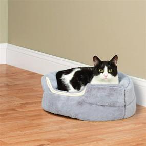 img 3 attached to 🐾 Comfy and Cozy Slumber Pet Cuddler Beds - Perfectly Snuggly for Cats and Small Dogs - 16"D x 12"H, Dove