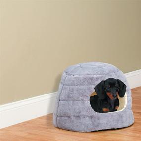 img 2 attached to 🐾 Comfy and Cozy Slumber Pet Cuddler Beds - Perfectly Snuggly for Cats and Small Dogs - 16"D x 12"H, Dove