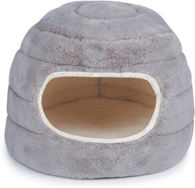 img 1 attached to 🐾 Comfy and Cozy Slumber Pet Cuddler Beds - Perfectly Snuggly for Cats and Small Dogs - 16"D x 12"H, Dove