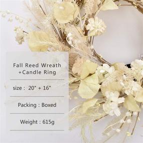 img 1 attached to 🍂 Large Fall Reed Front Door Wreaths - 20 + 16 Inch Combination Artificial Red Deco Autumn Wreath for Farmhouse Home Wedding Window Wall Decor - Yellow Outdoor