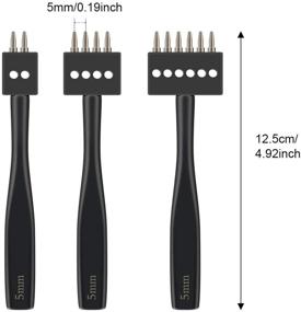 img 3 attached to 🔨 DIUDUS Prong Punch Tool for Leather Craft: 2/4/6 Prong, Black Leather Stitching Punch, 5mm Round Hole Lacing Punch