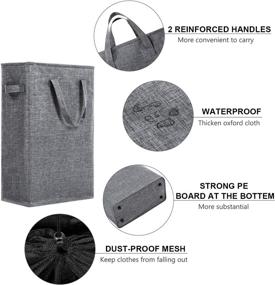 img 3 attached to 🧺 Grey2 WOWLIVE Slim Thin Laundry Hamper - Small Laundry Basket with Handles | Collapsible Skinny Hamper for Laundry | Durable & Foldable Dirty Clothes Hamper | 45L Capacity