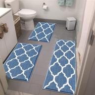 vaukki 3 piece bathroom rugs set, modern non-slip luxury microfiber bathroom shower mats, plush absorbent washable bath rugs runner for bathroom, tub and shower - blue (18''x26''+20''x32''+18''x48'') logo