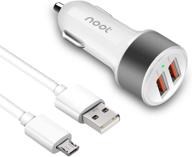 🔌 noot products car charger + 6ft micro usb charging cable - 36w - quick charge 3.0 - dual port - fast charging adapter for samsung galaxy s7/s6/s6 plus/s4/note 5/4/edge/j7 v/j3 eclipse/emerge/j7 perx logo