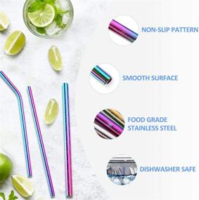 img 2 attached to Reusable Metal Straw Extra Wide Boba Straws Kit - Stainless Steel Smoothie Straw Set with Brush, Pouch - Cool Party & Bar Accessories